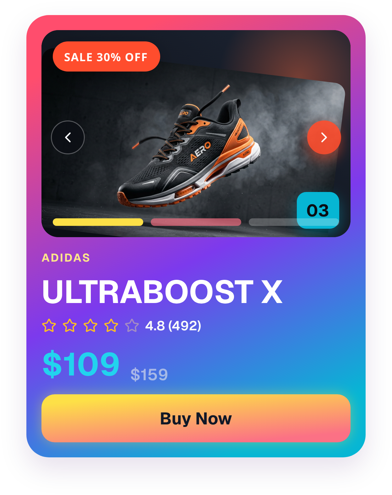 Bold promotional shoe product card